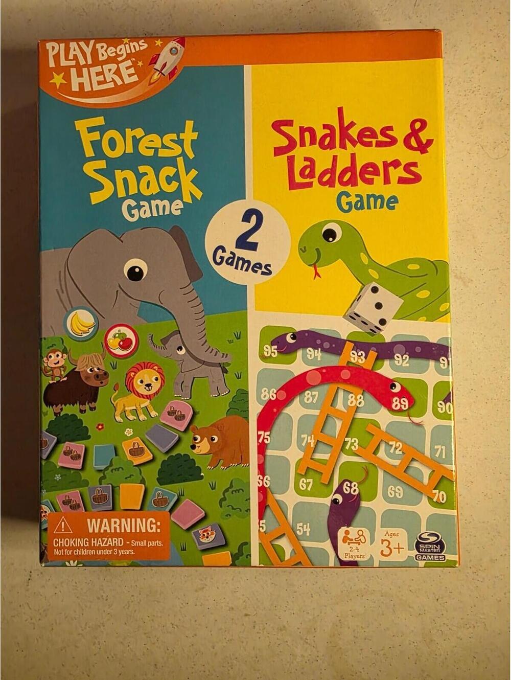 Snakes & Ladders Game + Forest Snack Game 2-in-1 Kids Board Game Spin Master Age